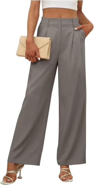 Women's Work Pants Dressy Wide Leg Dress Pants Business Long Straight Suit Pant Casual Office Work Palazzo Trousers