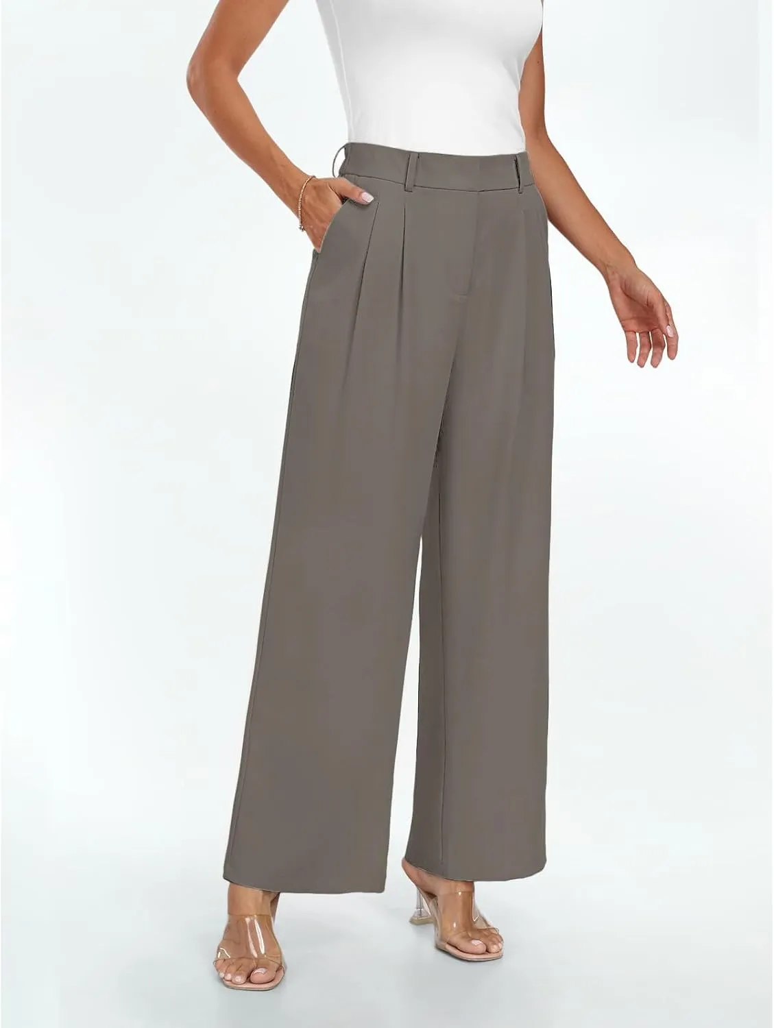 Women's Work Pants Dressy Wide Leg Dress Pants Business Long Straight Suit Pant Casual Office Work Palazzo Trousers