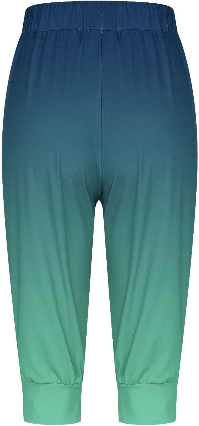 Women's Woven Cargo Capri Jogger Pants Women Clothes Solid Casual Pants Wide Leg Pocket Cropped Trouser 2025