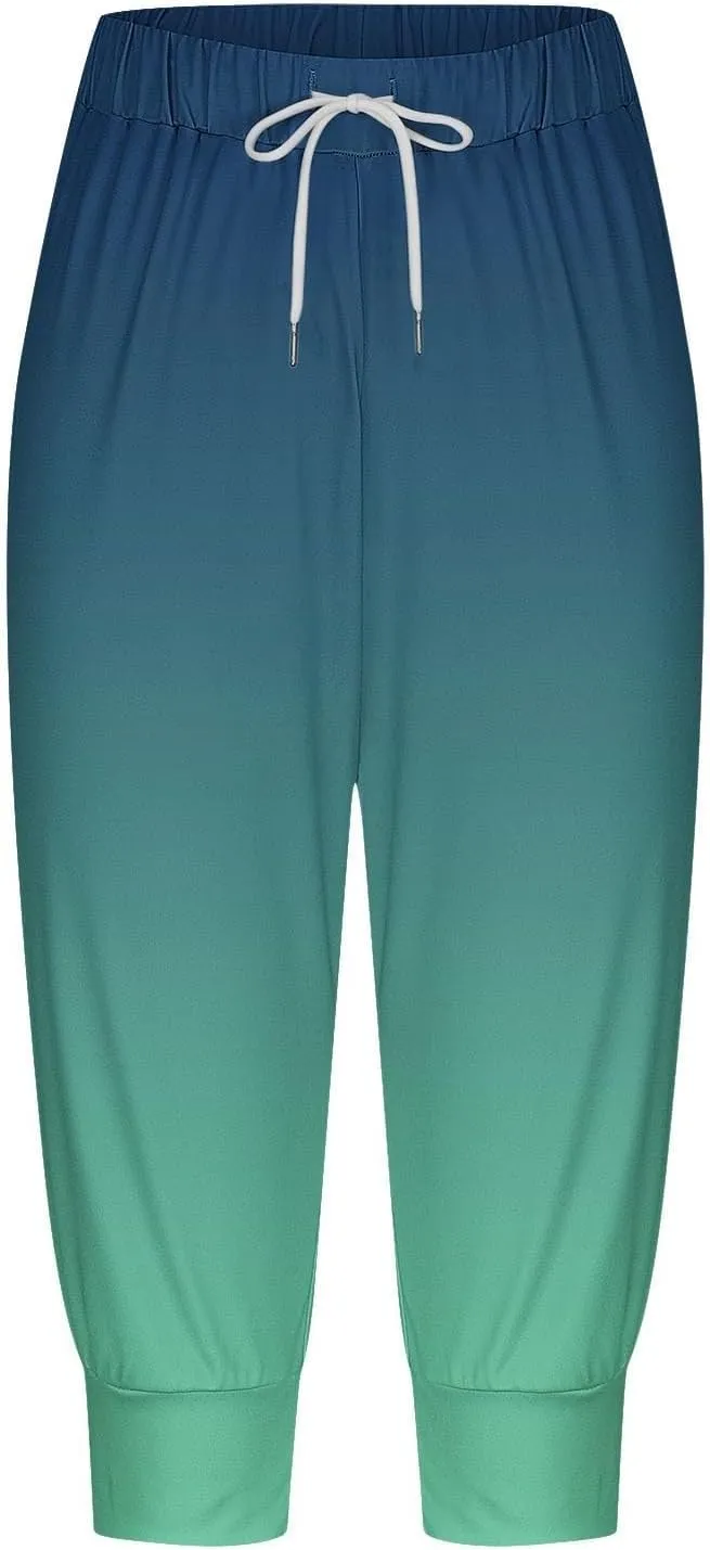 Women's Woven Cargo Capri Jogger Pants Women Clothes Solid Casual Pants Wide Leg Pocket Cropped Trouser 2025