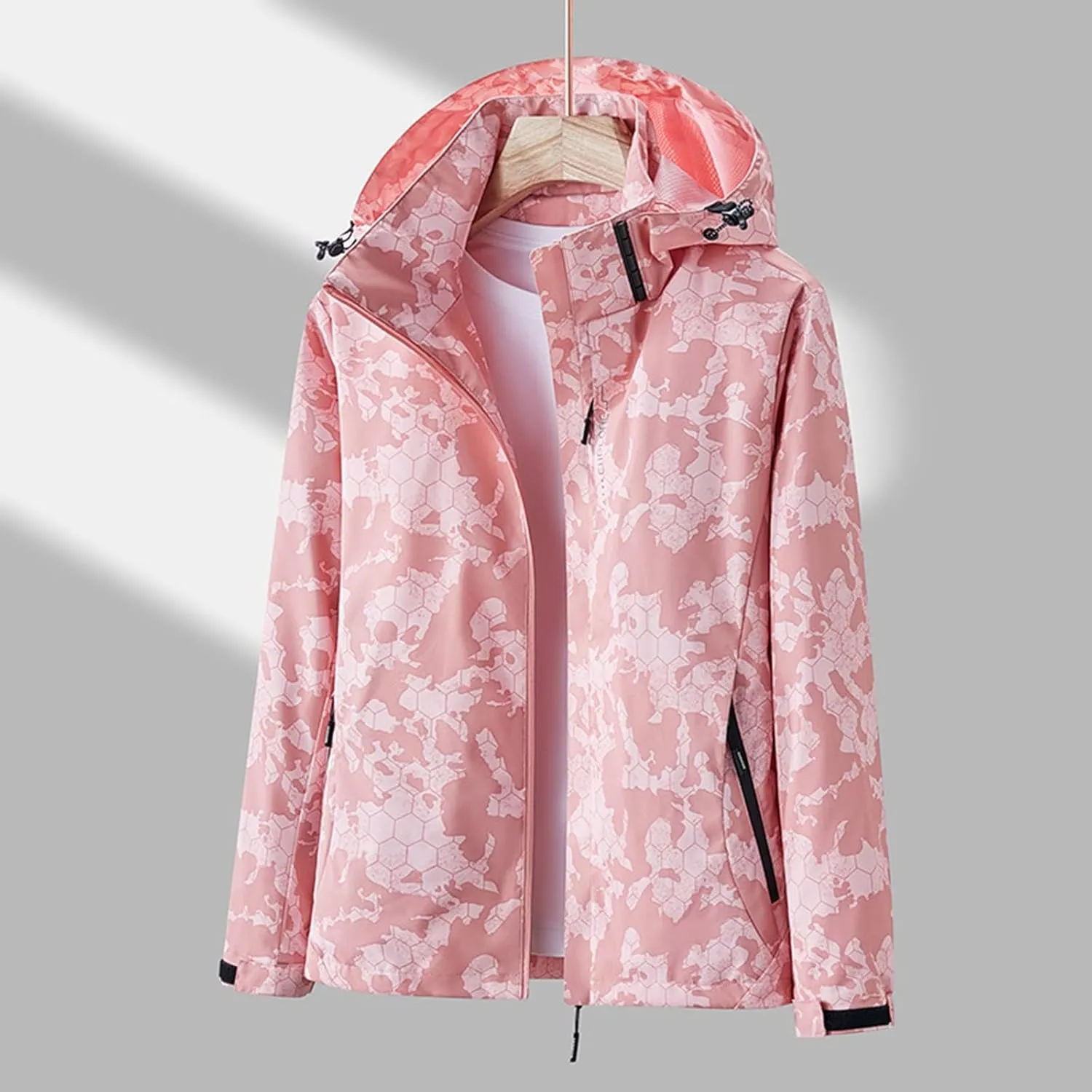 Women's2024 Slim Hooded Jacket Fashion Cozy Flight Workwear Stand Collar Casual Long Sleeves Baseball Jacket Coats