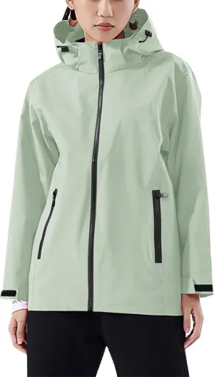 Women'sLoose Fit Hooded Windproof Fashion Winter Solid Long Sleeved Jacket Coats Classic Zipper With Pockets Jacket