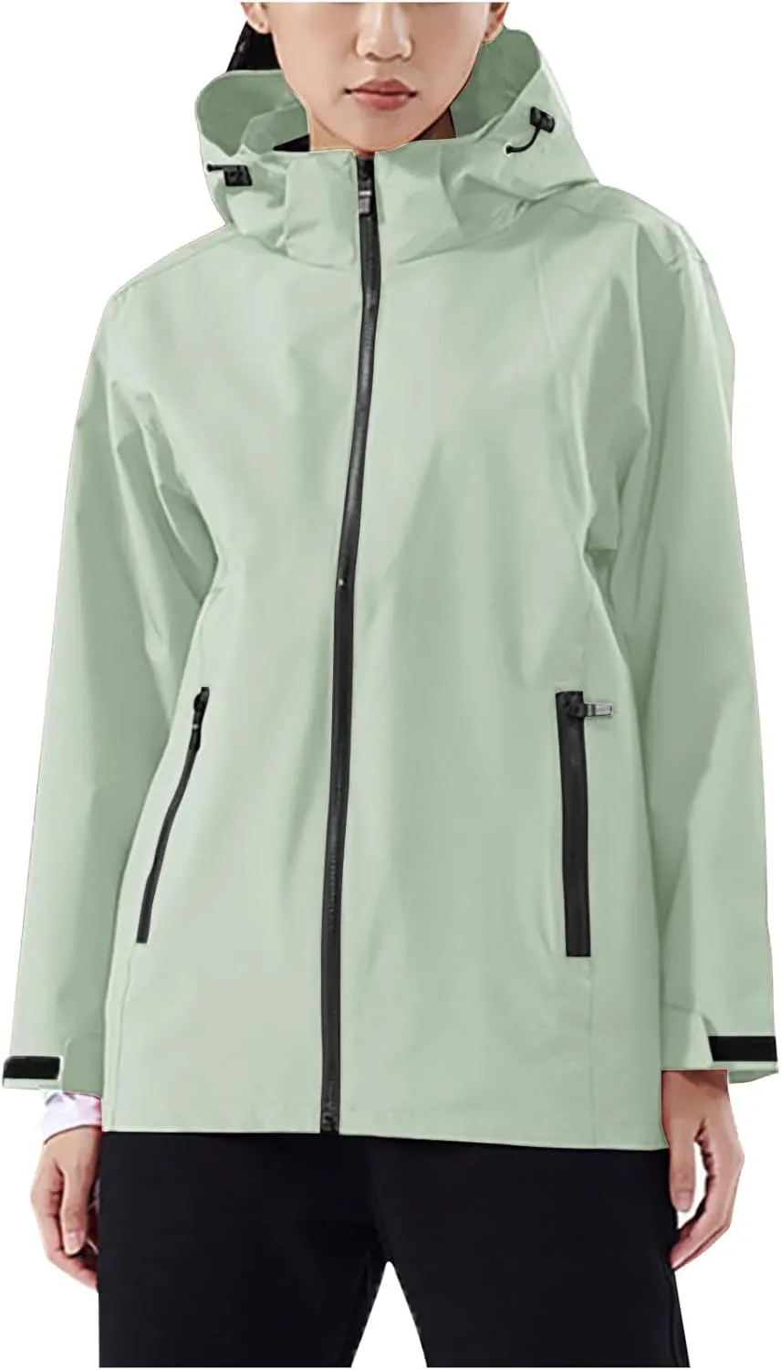 Women'sLoose Fit Hooded Windproof Fashion Winter Solid Long Sleeved Jacket Coats Classic Zipper With Pockets Jacket