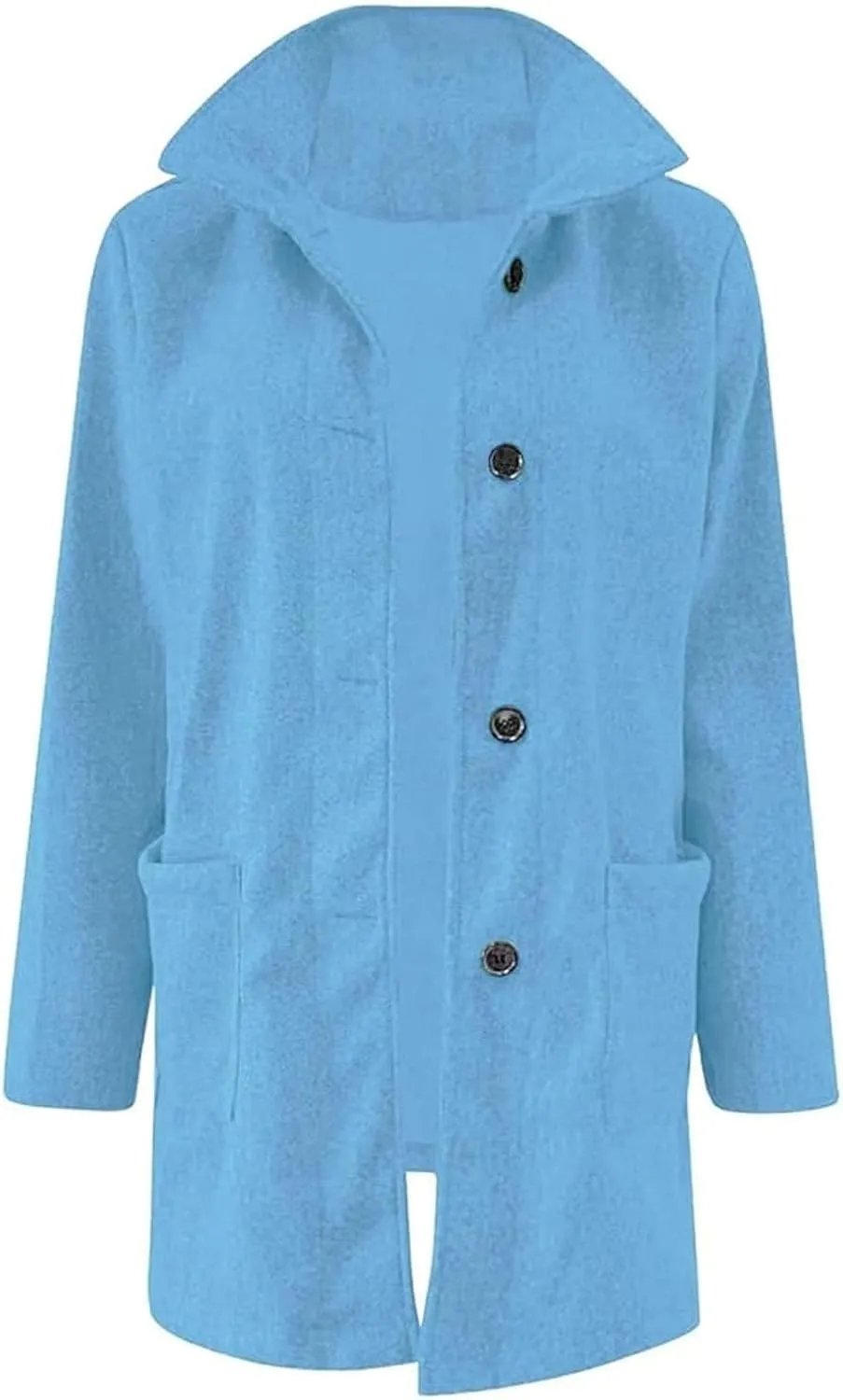 Wool Coats for Women Plus Size Casual Fashion Thicken Stand Collar Single Breasted Winter Jackets with Pockets