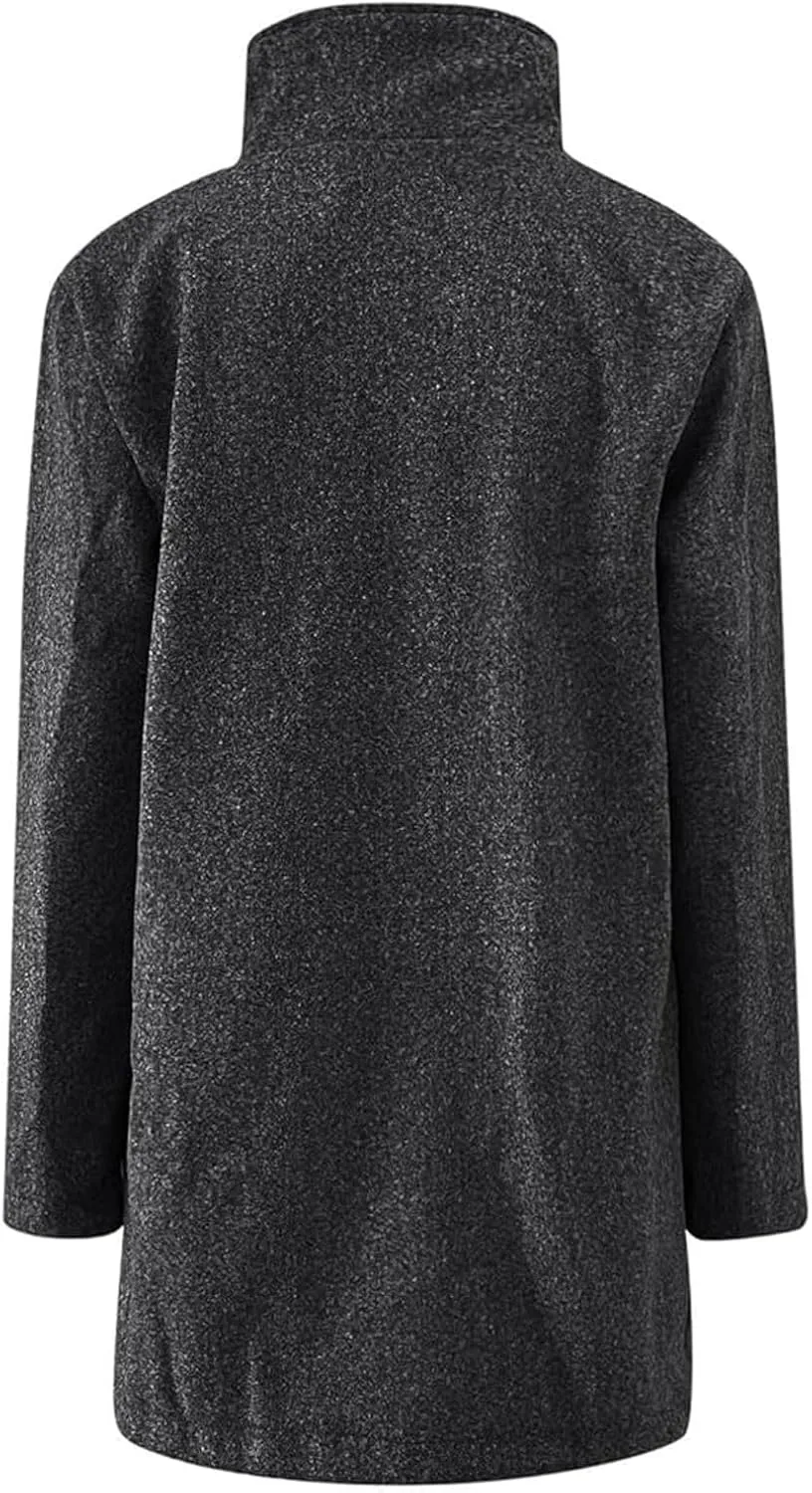 Wool Coats for Women Plus Size Casual Fashion Thicken Stand Collar Single Breasted Winter Jackets with Pockets