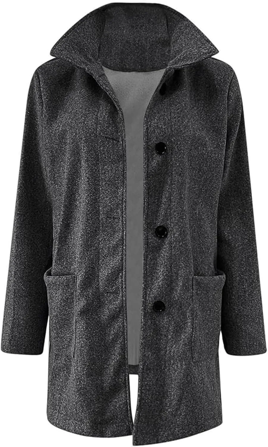 Wool Coats for Women Plus Size Casual Fashion Thicken Stand Collar Single Breasted Winter Jackets with Pockets