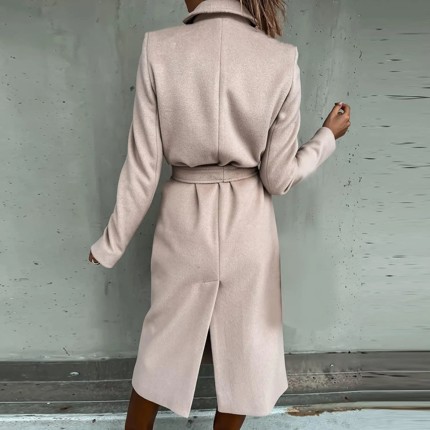 XUNRYAN Trench Coat Women Long Wool-Blend Jackets Slim Fit Winter Fall Casual Blazer Open Front Cardigan Coatigan Overcoat