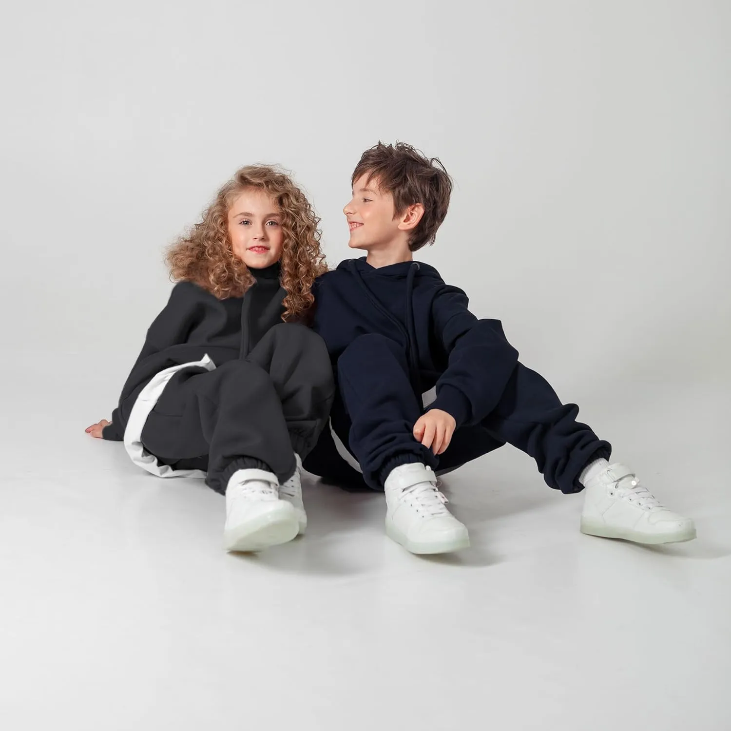 Yacht & Smith 3 Pack of Boys Jogger Bulk Sweatpants, Black Navy Gray, Comfy Lounge Joggers for Kids