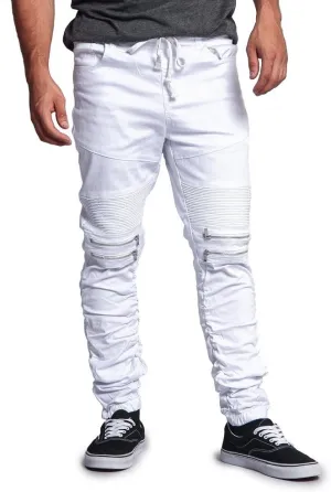 Zipper Knee Biker Twill Jogger Pants