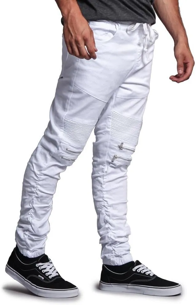 Zipper Knee Biker Twill Jogger Pants